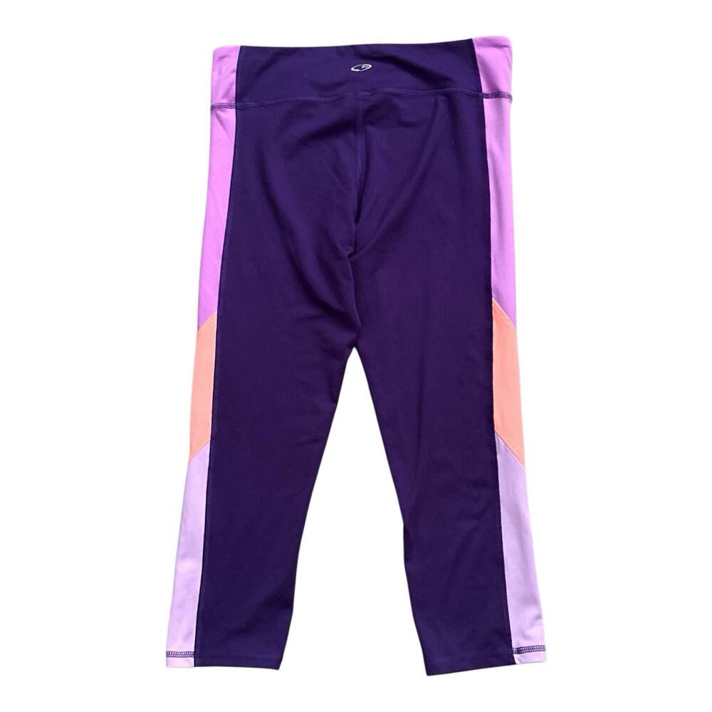 Champion C9 Capri Leggings Womens Medium Purple Colorblock DuoDry Cropped Yoga - Picture 2 of 6